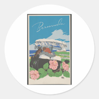 Vintage Tropical Island Travel Poster - Bermuda Classic Round Sticker