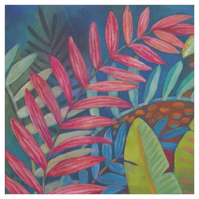 Vintage tropical jungle leaves fabric (Swatch)