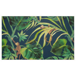 Vintage Tropical Jungle Monkey Fabric