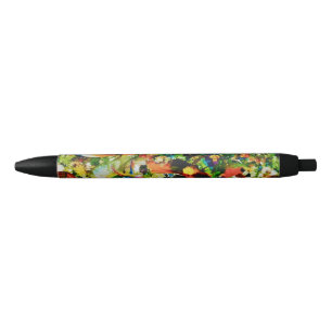 Vintage Tropical Jungle Wild Parrots Pen