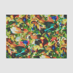 Vintage Tropical Jungle Wild Parrots Tissue Paper