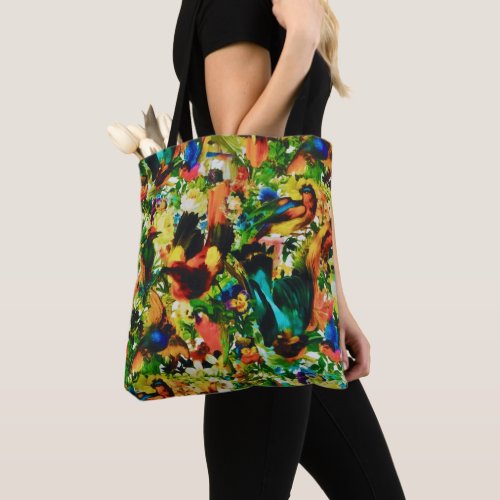 Vintage Tropical Jungle Wild Parrots Tote Bag