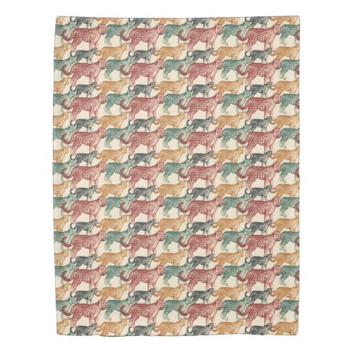 Vintage Tropical Jungle Wild Stalking Leopard Duvet Cover