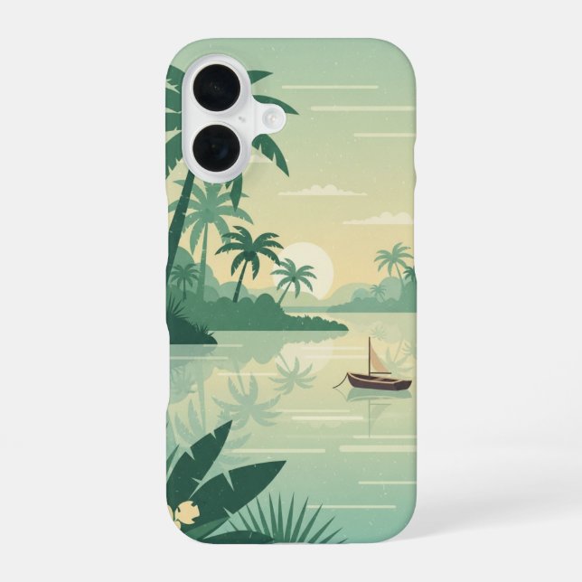 Vintage Tropical Lagoon iPhone Case (Back)