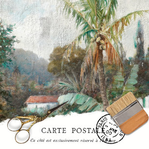 Vintage Tropical Landscape Palm Tree Decoupage Tissue Paper