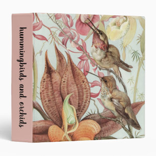 Vintage Tropical Orchids, Flowers and Hummingbirds 3 Ring Binder