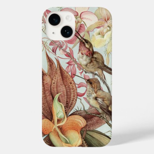 Vintage Tropical Orchids Flowers and Hummingbirds Case_Mate iPhone 14 Case