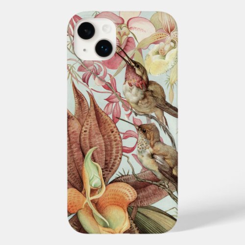 Vintage Tropical Orchids Flowers and Hummingbirds Case_Mate iPhone 14 Plus Case