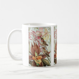 Vintage Tropical Orchids, Flowers and Hummingbirds Coffee Mug