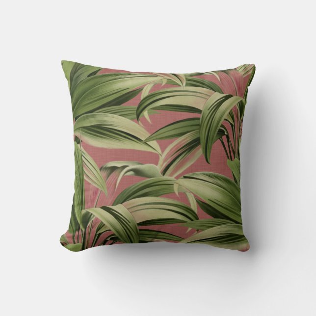 Vintage Tropical Palm Throw Pillow (Front)