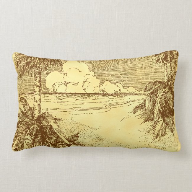 Vintage Tropical Palm Tree Beach Rustic Browns Out