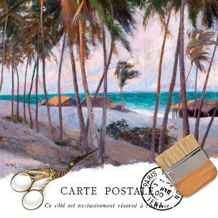 Vintage Tropical Palm Tree Beach Scene Decoupage Tissue Paper