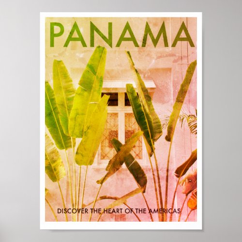 Vintage Tropical Panama Travel Poster