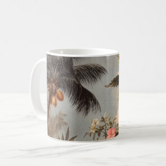 Vintage Tropical Paradise with Palm Trees Coffee Mug (Front Left)
