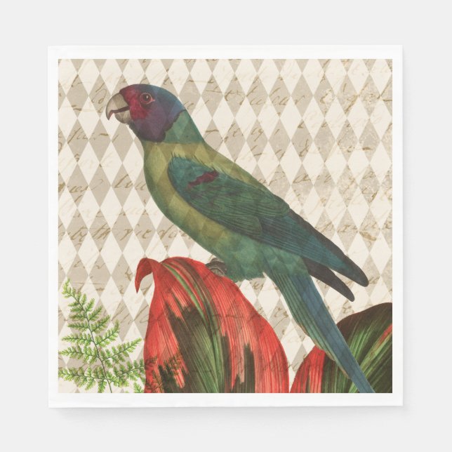Vintage Tropical Parrot Napkins (Front)