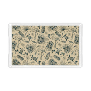 Vintage Tropical Pattern Acrylic Tray