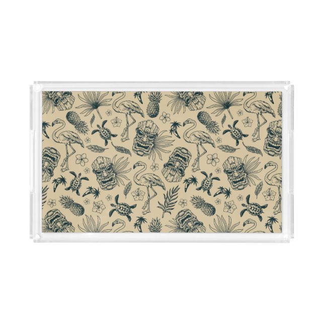Vintage Tropical Pattern Acrylic Tray (Front)