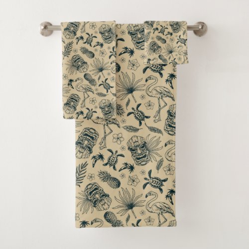 Vintage Tropical Pattern Bath Towel Set