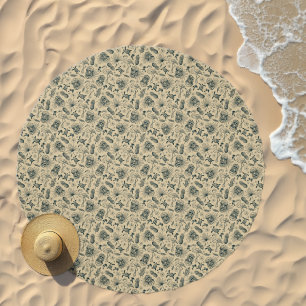 Vintage Tropical Pattern Beach Towel