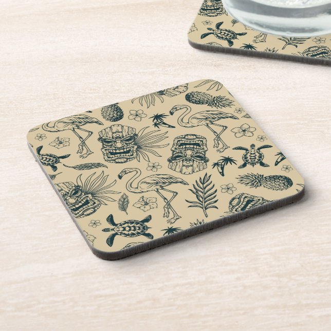 Vintage Tropical Pattern Beverage Coaster (Left Side)
