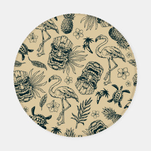 Vintage Tropical Pattern Coaster Set