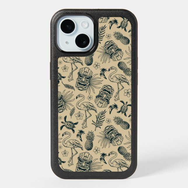 Vintage Tropical Pattern iPhone 15 Case (Back)