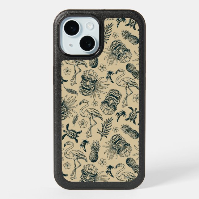 Vintage Tropical Pattern iPhone 15 Case (Back)