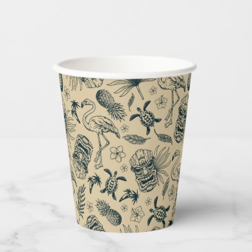 Vintage Tropical Pattern Paper Cups
