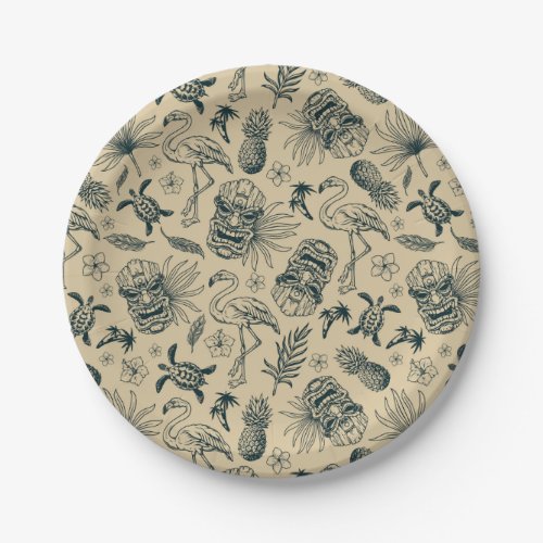 Vintage Tropical Pattern Paper Plates