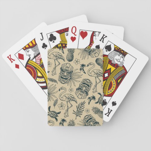 Vintage Tropical Pattern Poker Cards