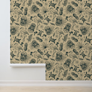 Vintage Tropical Pattern Wallpaper