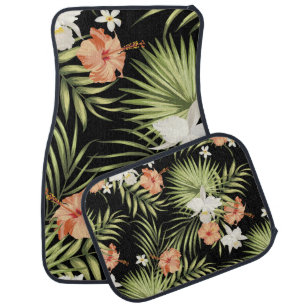 vintage tropical pattern with hibiscus flowers and car floor mat