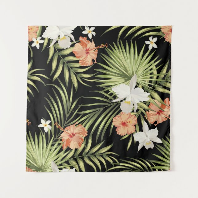 vintage tropical pattern with hibiscus flowers and tapestry (Front)