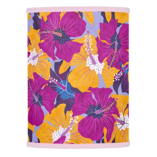 Vintage tropical pattern with hibiscus lamp shade