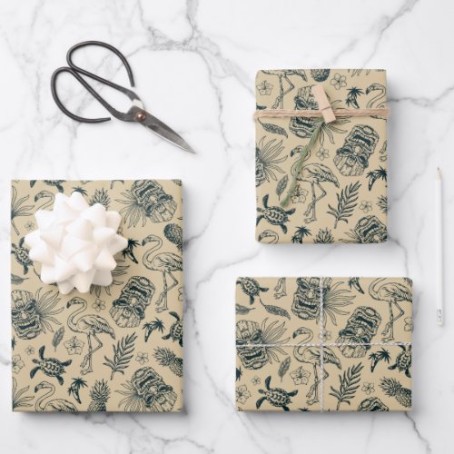 Vintage Tropical Pattern Wrapping Paper Sheets