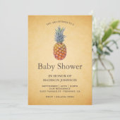 Vintage Tropical Pineapple Baby Shower Invitation (Standing Front)