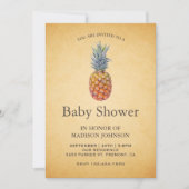 Vintage Tropical Pineapple Baby Shower Invitation (Front)