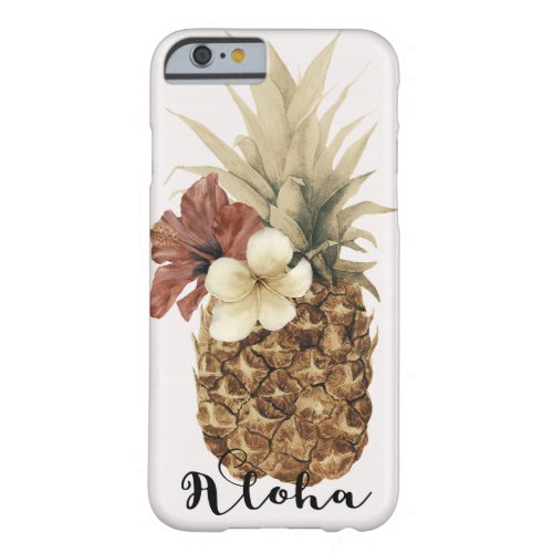 Vintage Tropical Pineapple Hibiscus Floral Aloha Barely There iPhone 6 Case