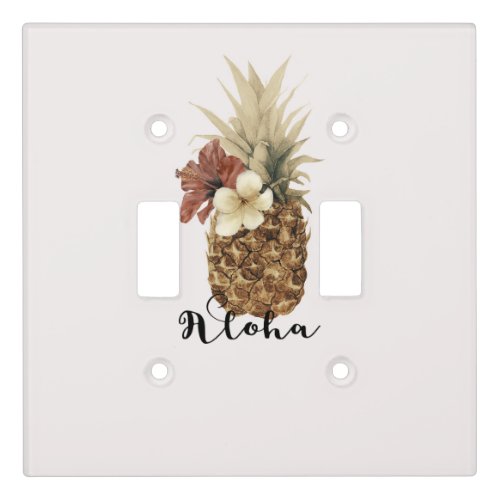 Vintage Tropical Pineapple Hibiscus Floral Aloha Light Switch Cover