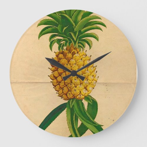 Vintage Tropical Pineapple Round Wall Clock