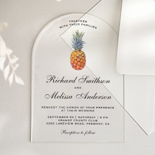 Vintage Tropical Pineapple Wedding Acrylic Invitations