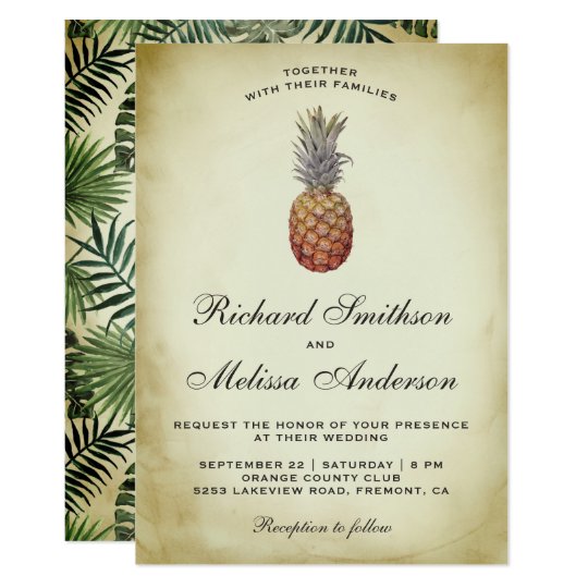 Vintage Tropical Pineapple Wedding Invitation | Zazzle.com