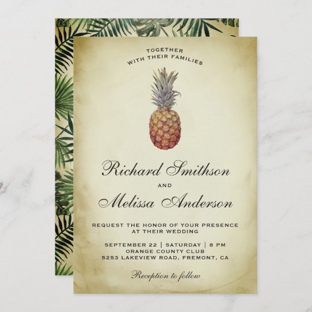 Vintage Tropical Pineapple Wedding Invitation | Zazzle.com