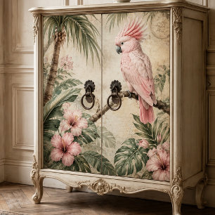 Vintage Tropical Pink Cockatoo Decoupage Paper – B