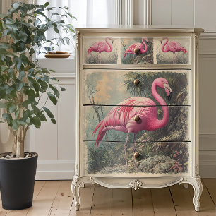Vintage Tropical Pink Flamingo Decoupage Tissue Paper