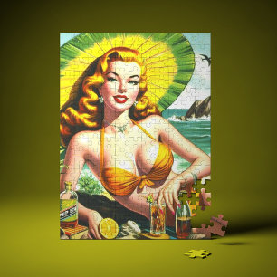 Vintage Tropical Pinup Jigsaw Puzzle