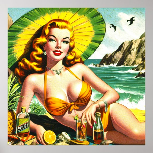 Vintage Tropical Pinup Poster (Front)