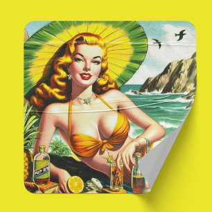 Vintage Tropical Pinup Sticker
