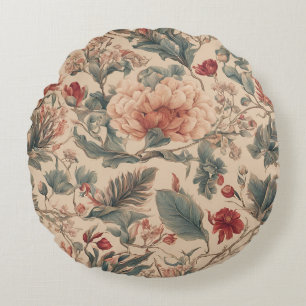Vintage Tropical Round Pillow