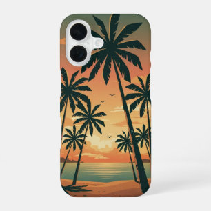 Vintage Tropical Scene with Palm Trees iPhone 16 Case